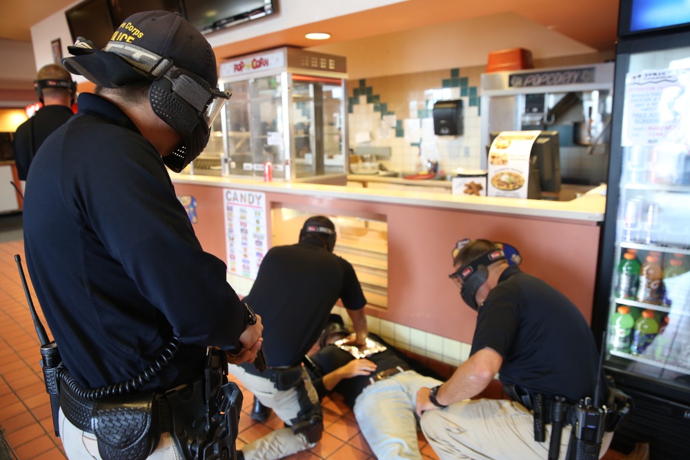 PMO conducts active shooter drill in base theater