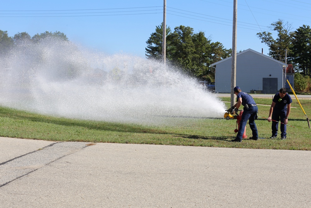 Fort McCoy firefighters flush hydrants around installation