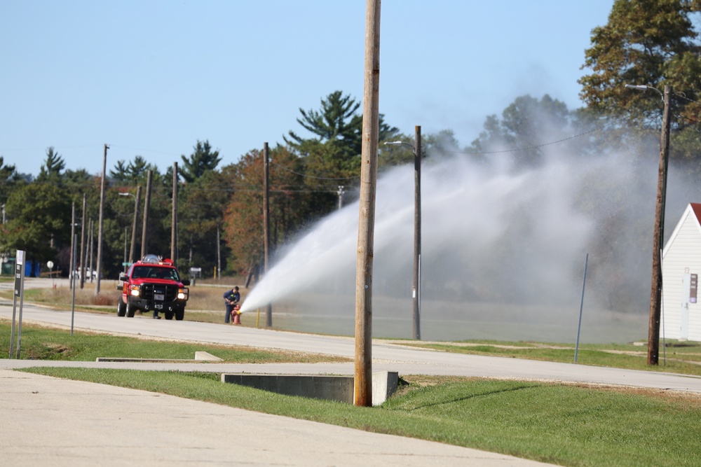Fort McCoy firefighters flush hydrants around installation