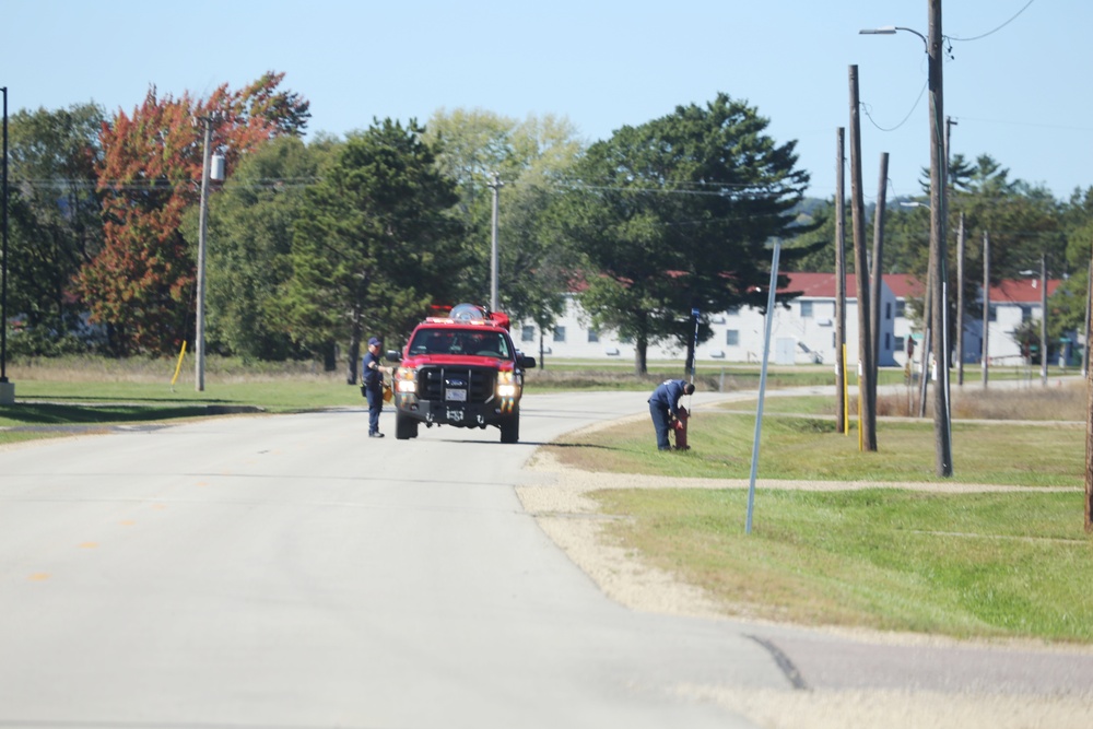 Fort McCoy firefighters flush hydrants around installation
