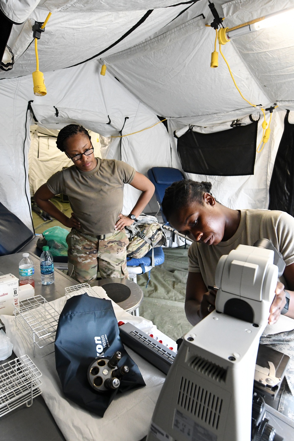 Members of the Army's 575th Area Support Medical Company from Washington State Joint Base Lewis-McChord Set up A Mobile Medical Center in St. Croix