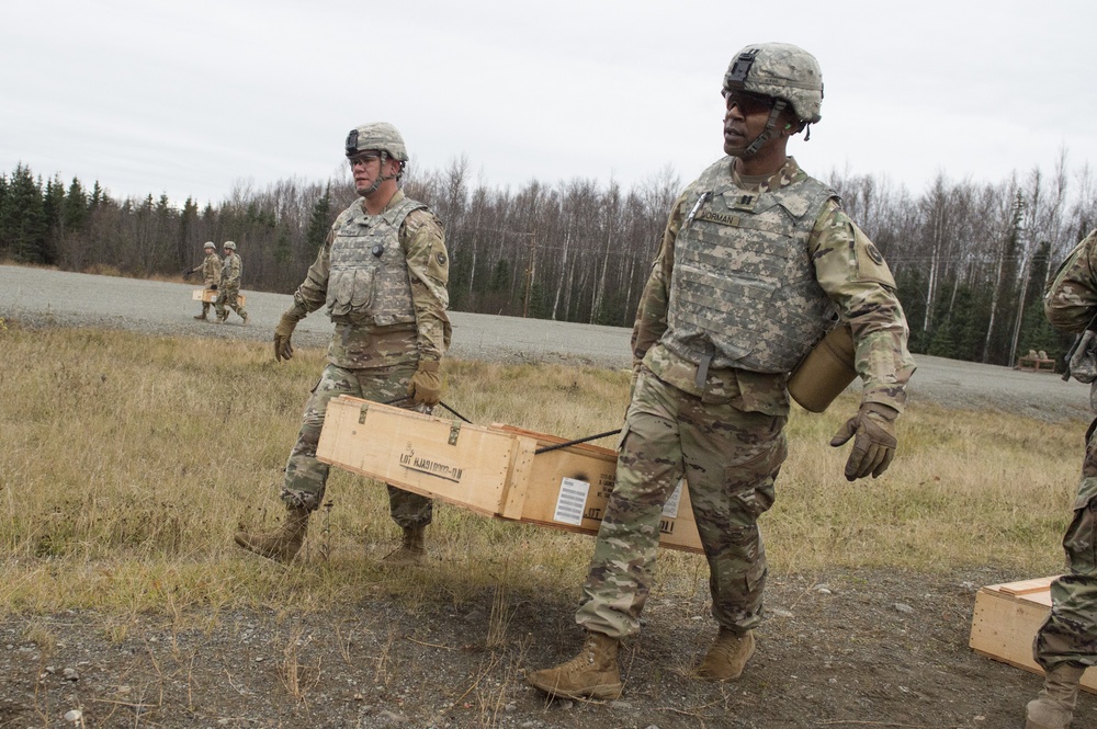 Muleskinners send 84 mm high-explosive anti-tank rockets down range at JBER
