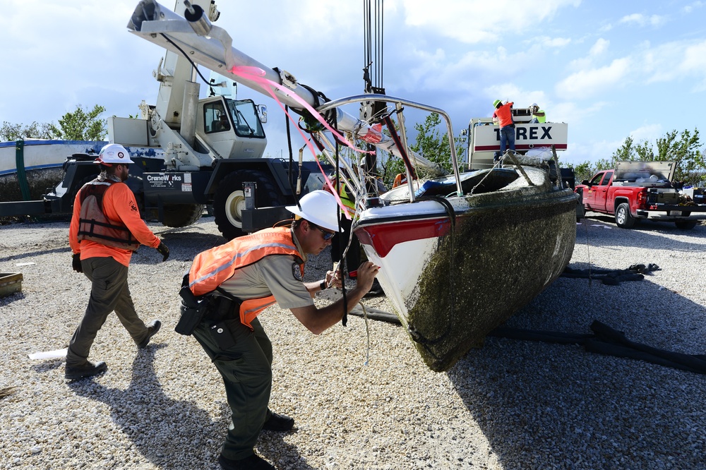 Displaced vessels are recovered by the ESF 10 Florida unified response