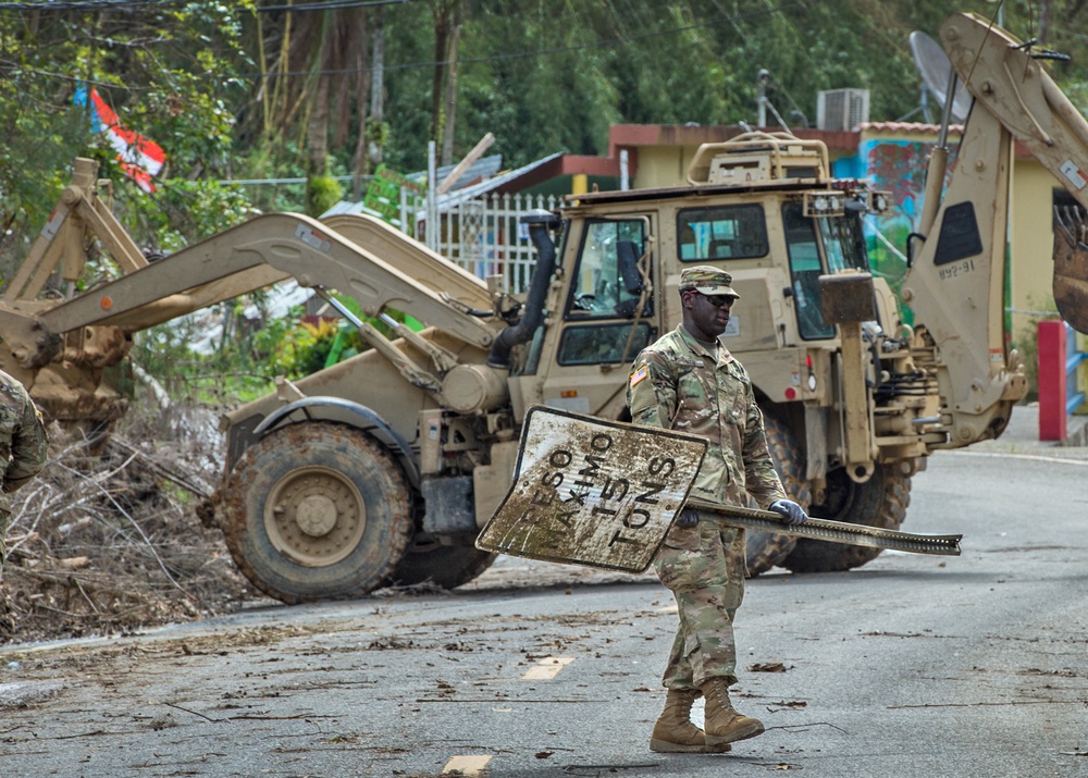 National Guard Engineers Clear Roads in Wake of Hurricane Maria