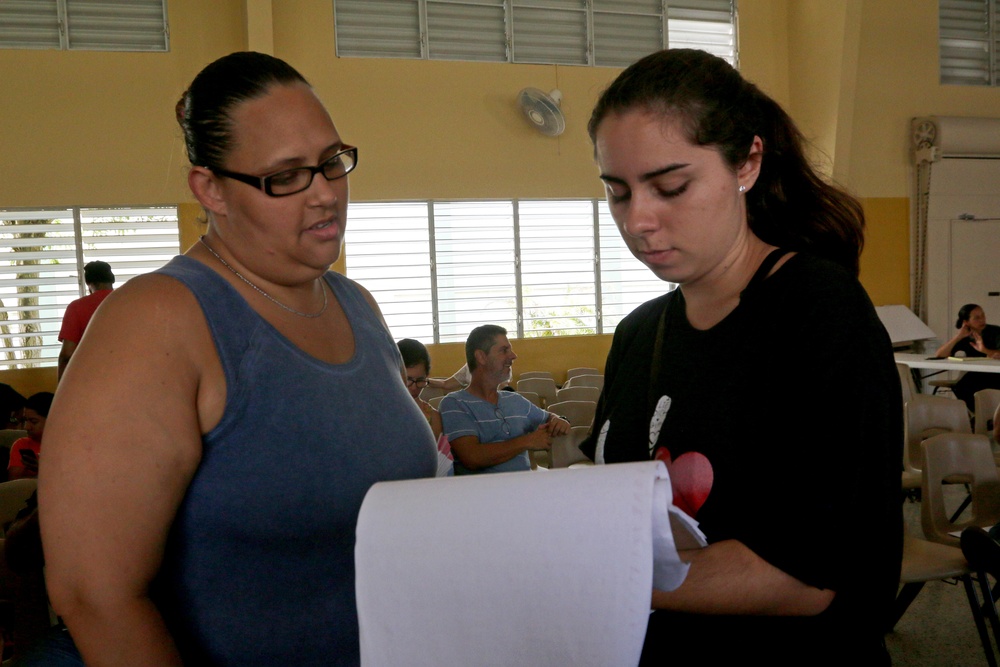 Hearing impaired residents register for disaster relief assistance in San Juan Puerto Rico