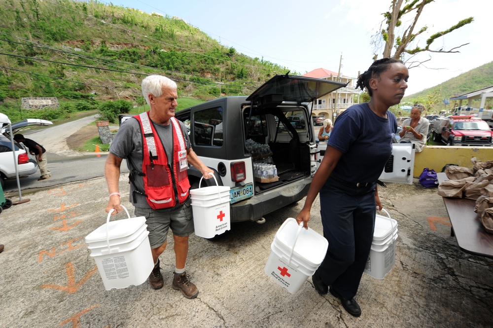 Red Cross Volunteers Deliver Supplies to the Coral Bay Fire Station