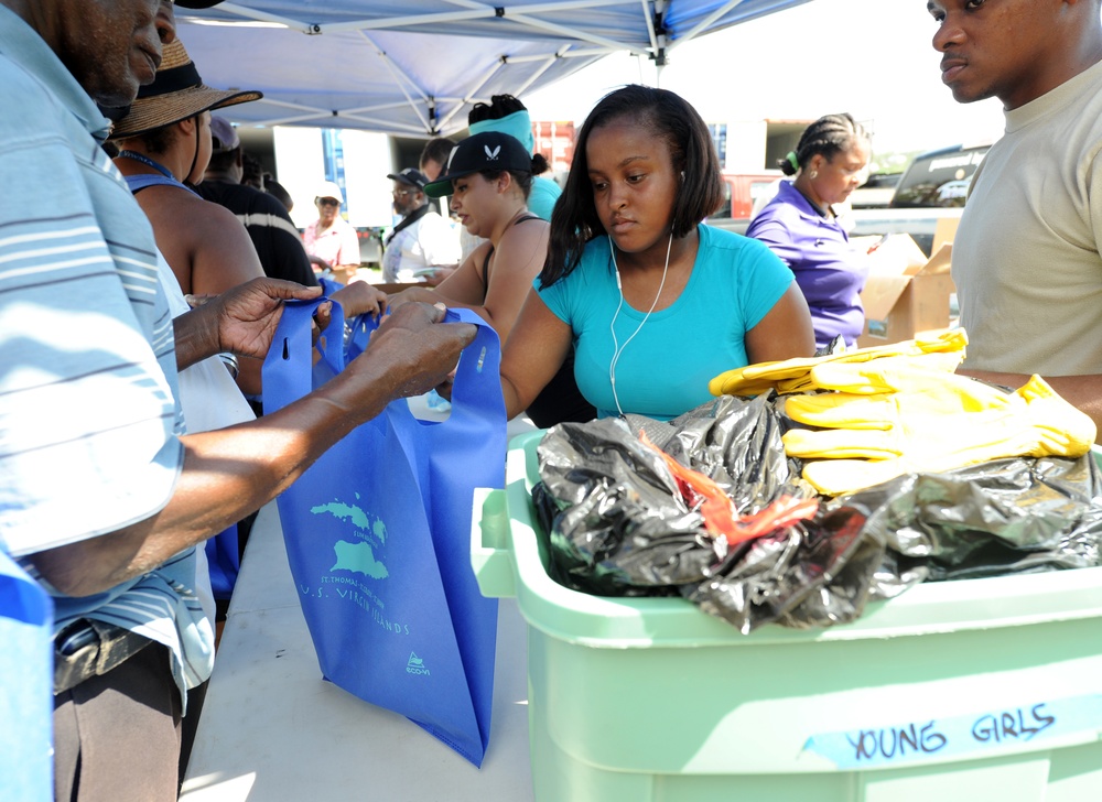 Local Residents Get Supplies at a Point of Distribution in Cruz Bay