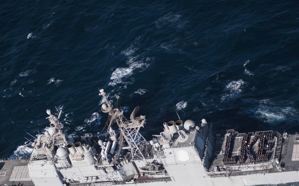 USS Lake Erie (CG 70) Sailors celebrate the Navy's birthay.