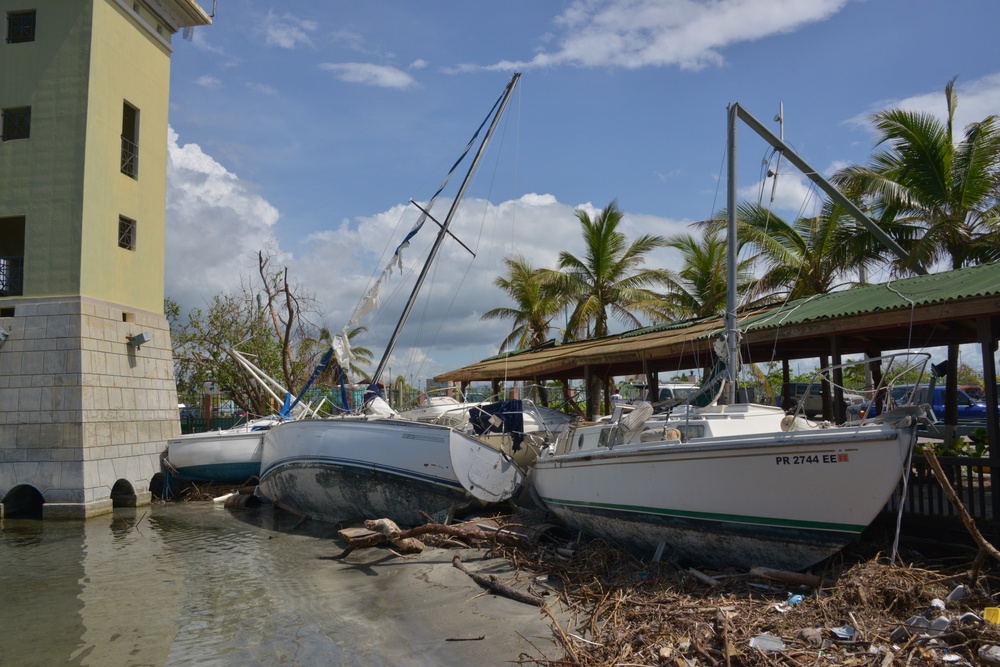 Maria ESF-10 PR Unified Command responders evaluate damaged vessels in Puerto Rico