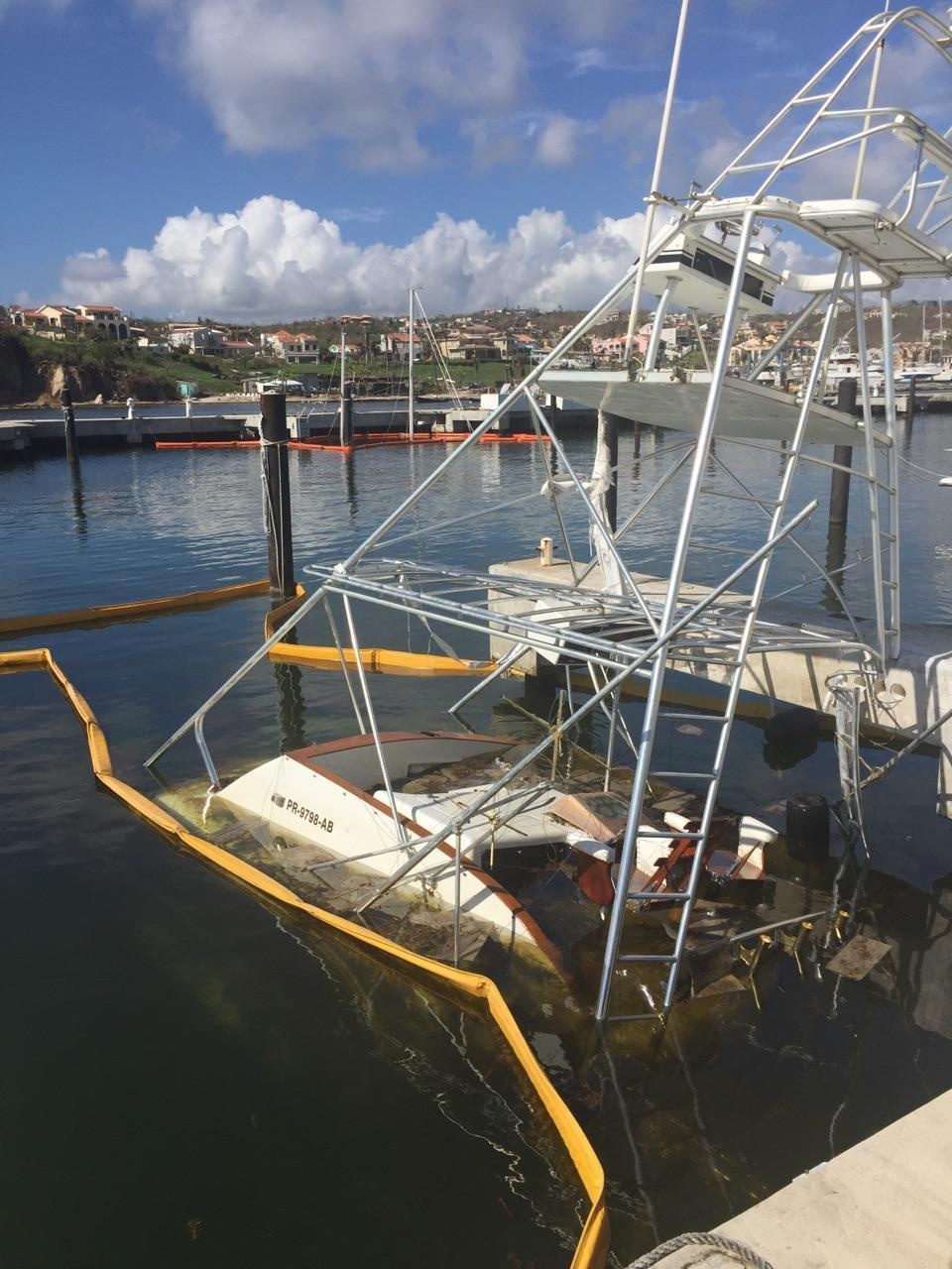 Maria ESF-10 PR Unified Command responders evaluate damaged vessels in Puerto Rico