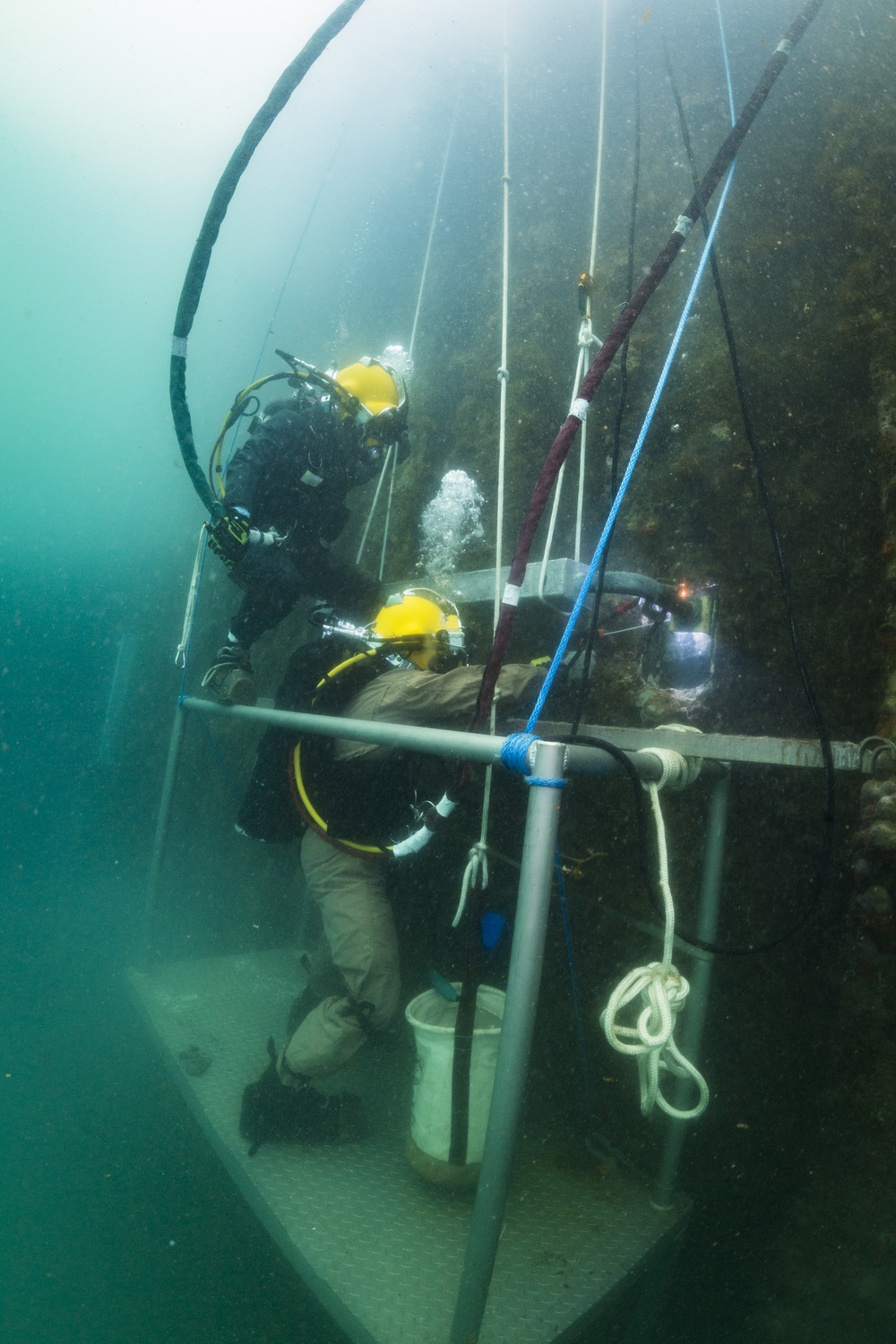 UCT-2 Conducts Underwater Welding Operations at Naval Base Guam