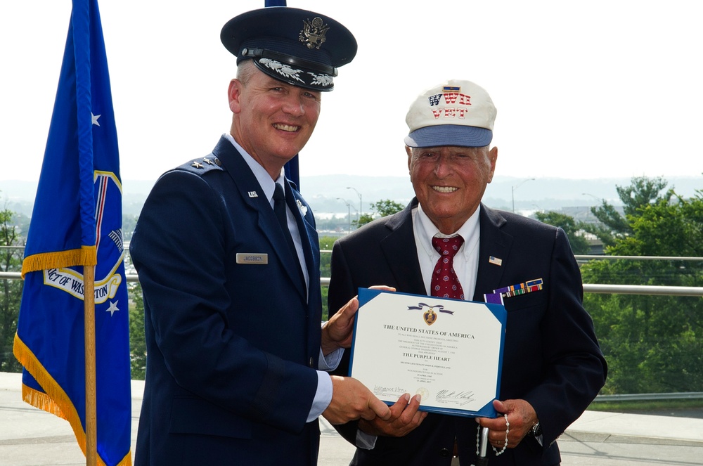 AFDW Commander Presents Purple Heart to WWII Vet