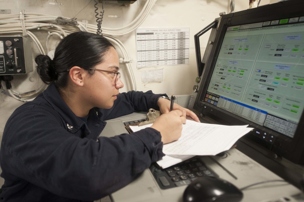 Sailor stands Oil Lab Watch