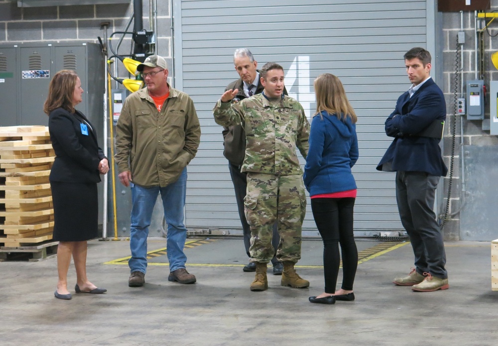 Lt. Col Jeffrey Ignatowski, Commander, Letterkenny Munitions Center explains the importance of LEMC’s Less Than Truckload shipping to the U.S. Army to Ms. Melissa Buchanan, Legislative Director, Rep. Bill Shuster (PA-9).