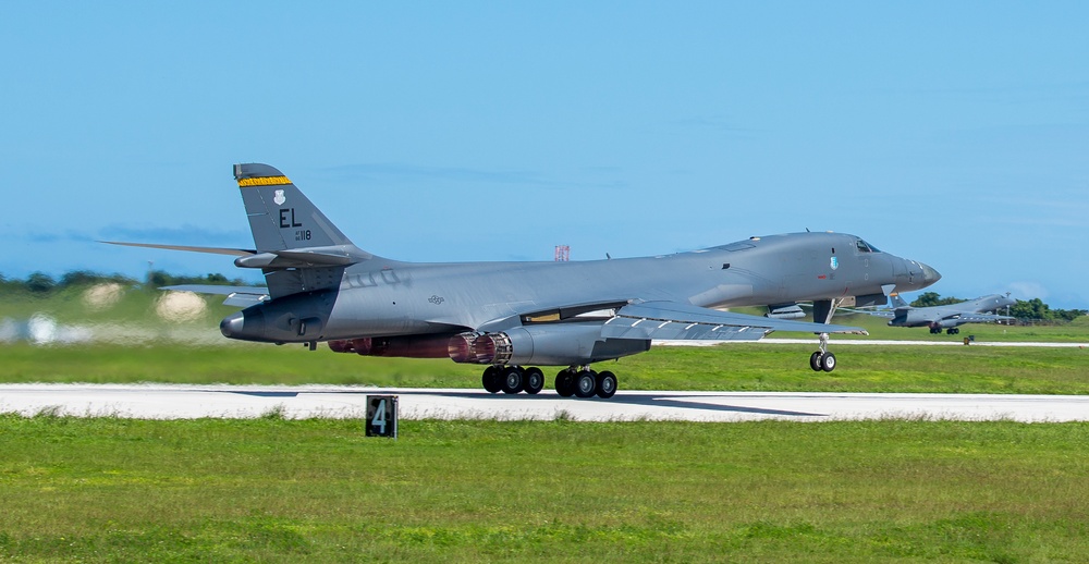 U.S. Air Force Bombers take off from Andersen