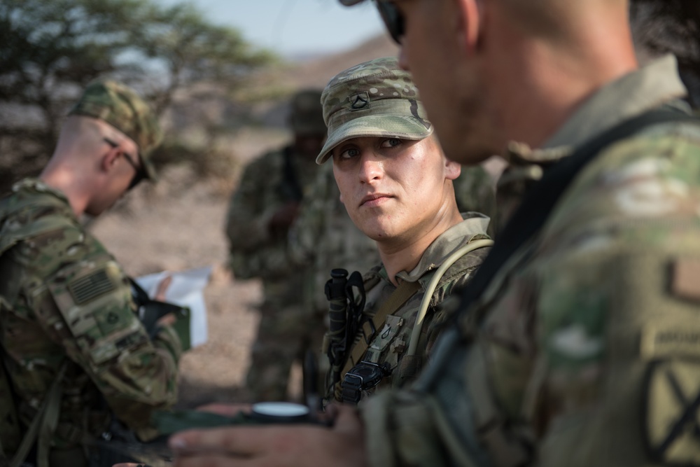 Deployed Army forces practice land navigation