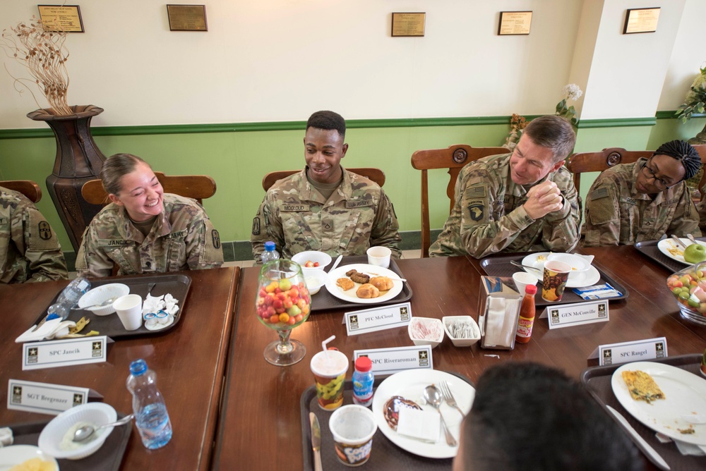 Army Vice Chief jokes with ARCENT Soldiers