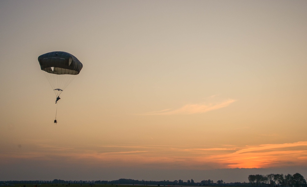 173rd Paratrooper Glides to Night Landing