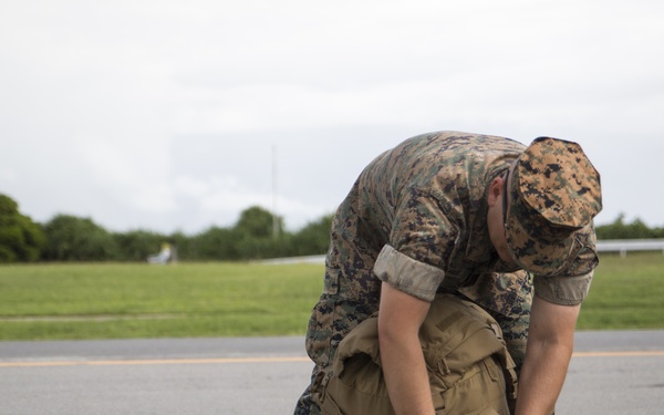 Marines gear up during a rapid response drill