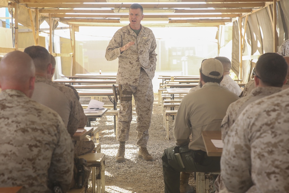 MARCENT commander speaks with Task Force Southwest personnel