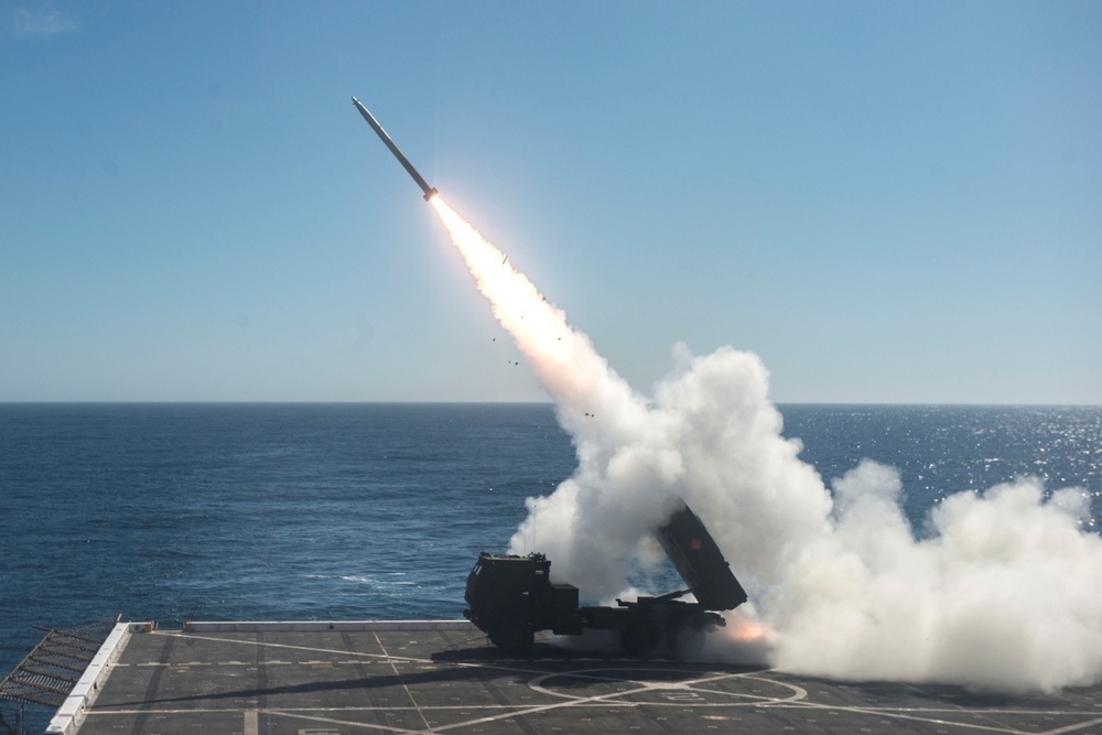 Dawn Blitz 2017 USS Anchorage HIMARS Shoot