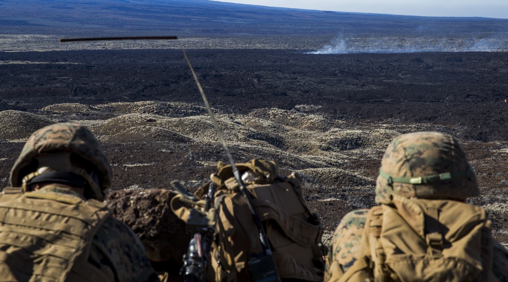 U.S. Marines with 2nd Battalion, 3rd Marines call for fire