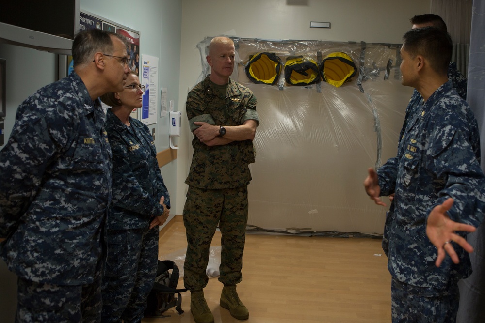 Exercise Constant Vigilance 2017: Corpsmen conduct a pandemic influenza isolation exercise at the U.S. Naval Hospital Okinawa