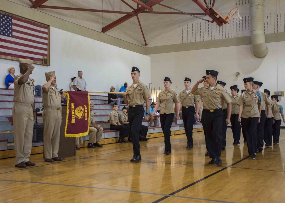 NMOTC CO inspects local JROTC students