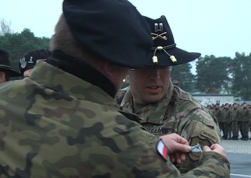 US and Polish Cavalry troops participate in Patch Ceremony