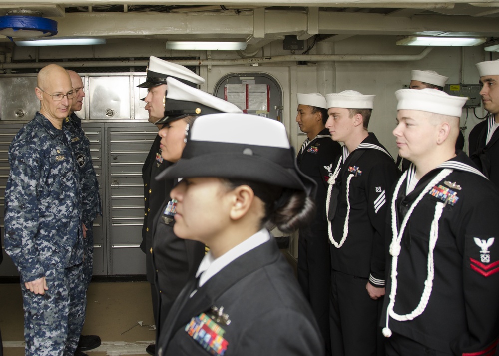 Frank Cable conducts Dress Uniform Inspection