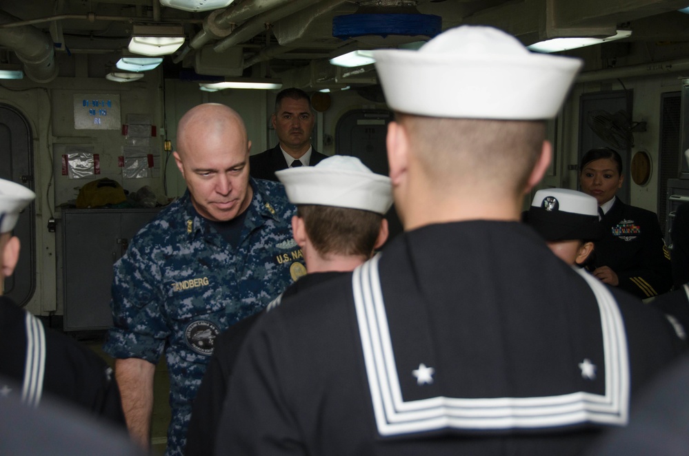 Frank Cable conducts Dress Uniform Inspection