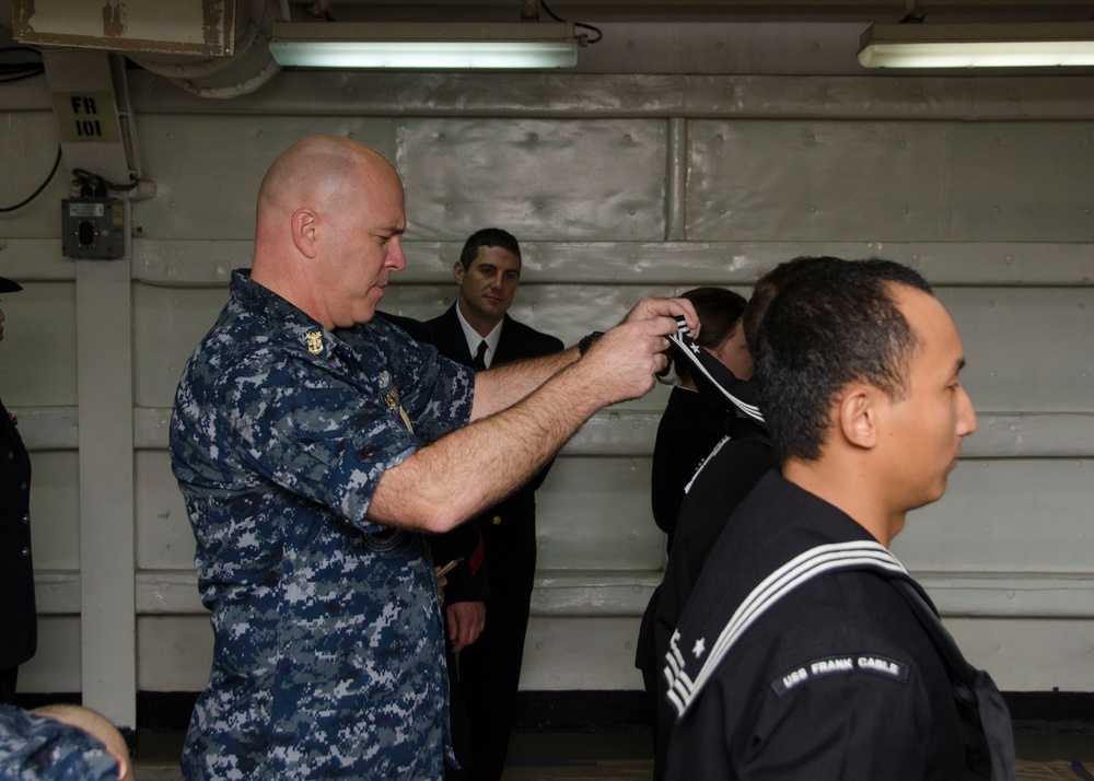 Frank Cable conducts Dress Uniform Inspection