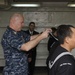 Frank Cable conducts Dress Uniform Inspection