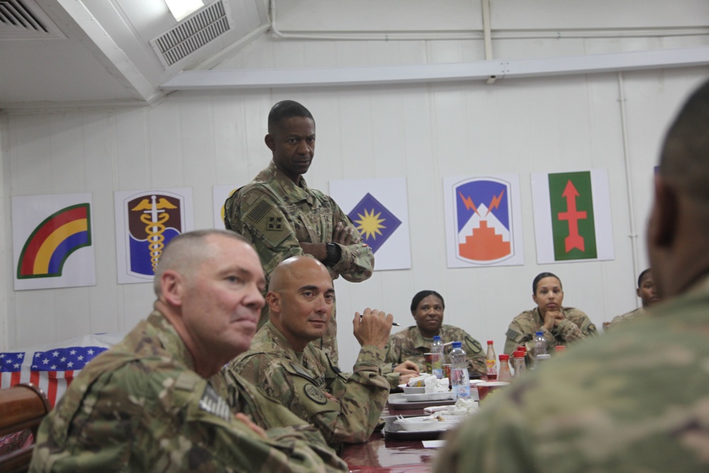 CJTF-OIR Command Sergeant Major visits Fort Hood Soldiers in Kuwait