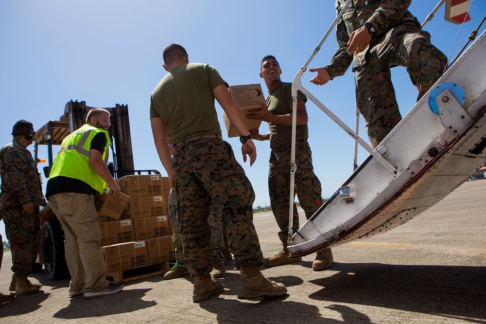 Marines load supplies for Puerto Rico