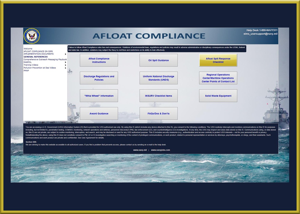 USFF Introduces New Tool for Afloat Environmental Compliance