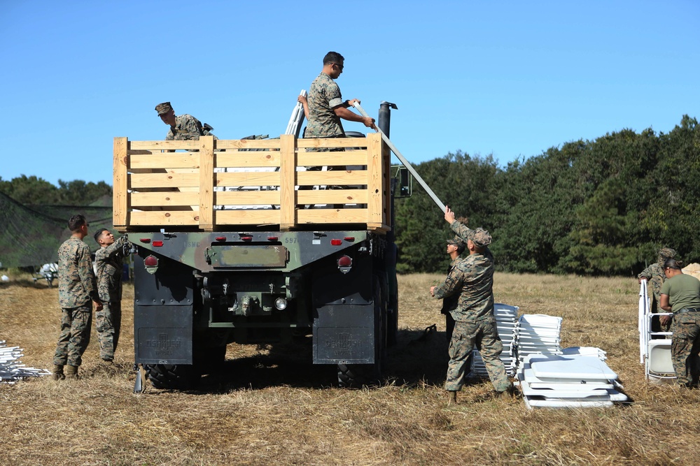 U.S. Marines Set Up Field Mess Facility