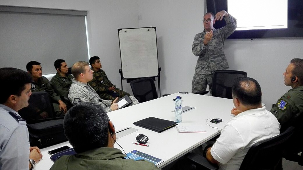 Corder discusses air defense intercept concepts with Guatemalan Air Force