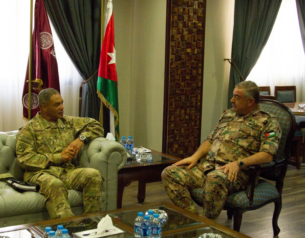 Lt. Gen. Michael Garrett meets with Jordan Armed Forces general officers