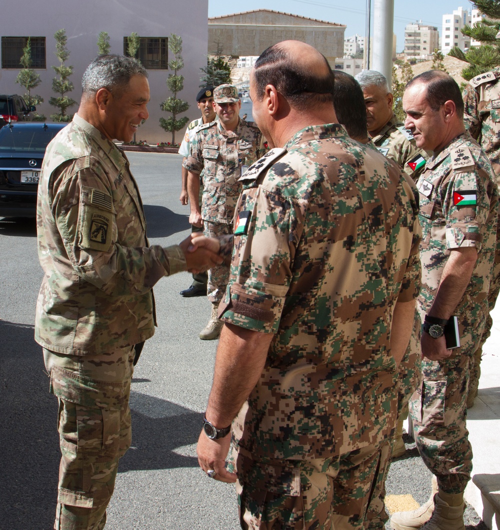 Lt. Gen. Michael Garrett meets with Jordan Armed Forces general officers