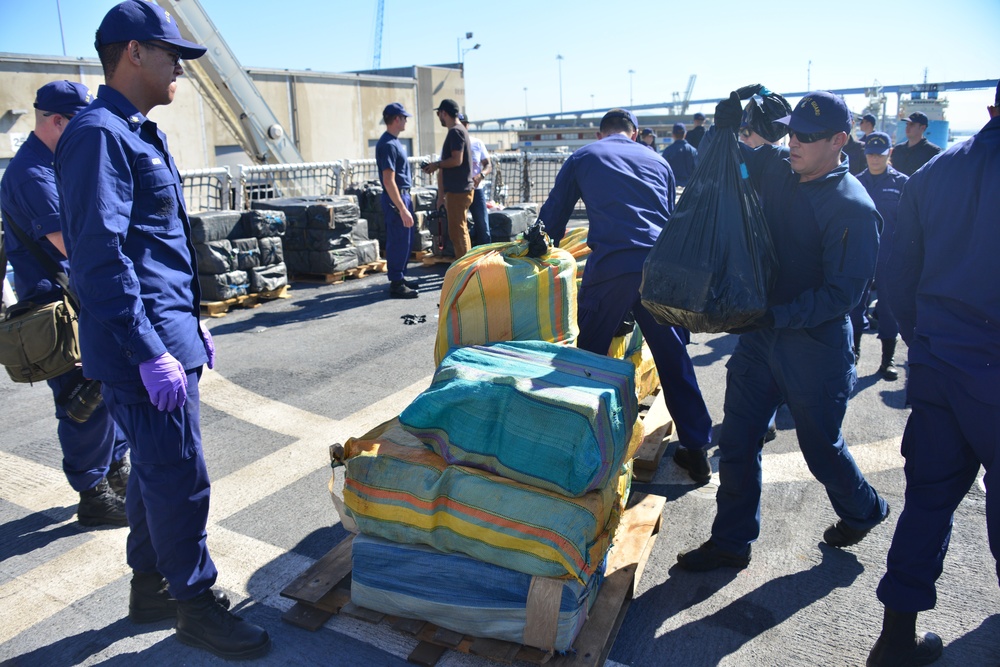 U.S. Coast Guard offloads more than 6,500 pounds of cocaine seized in Eastern Pacific
