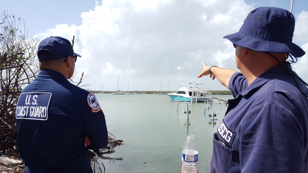 Maria ESF-10 PR Unified Command responders evaluate damaged vessels in Puerto Rico