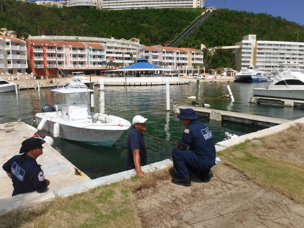 Maria ESF-10 PR Unified Command responders evaluate damaged vessels in Puerto Rico
