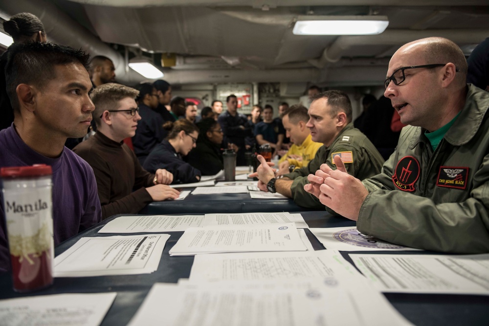 GHWB is the flagship of Carrier Strike Group (CSG) 2, which is comprised of the staff of CSG-2; GHWB; the nine squadrons and staff of Carrier Air Wing (CVW) 8; Destroyer Squadron (DESRON) 22 staff and guided-missile destroyers USS Laboon (DDG 58) and USS