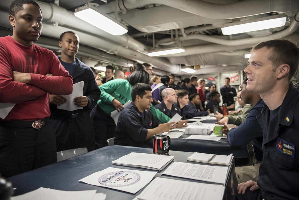 GHWB is the flagship of Carrier Strike Group (CSG) 2, which is comprised of the staff of CSG-2; GHWB; the nine squadrons and staff of Carrier Air Wing (CVW) 8; Destroyer Squadron (DESRON) 22 staff and guided-missile destroyers USS Laboon (DDG 58) and USS