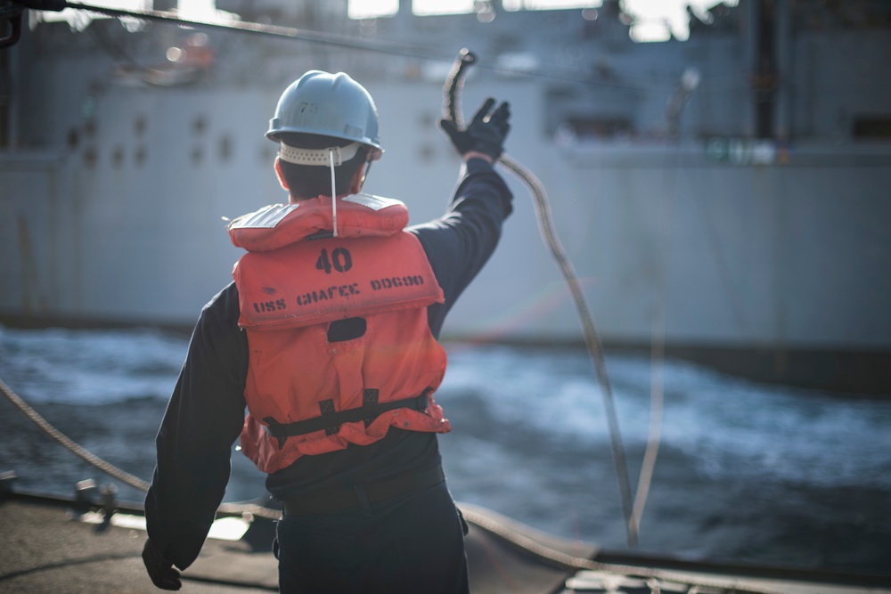 USS Chafee RAS with USNS Wally Shirra