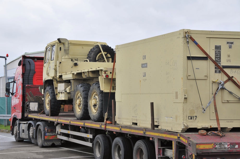 2-227th Aviation Regiment, 1st Air Cavalry Brigade wheel vehicles arrive at Katterbach Army Airfield in Ansbach, Bavaria, Germany