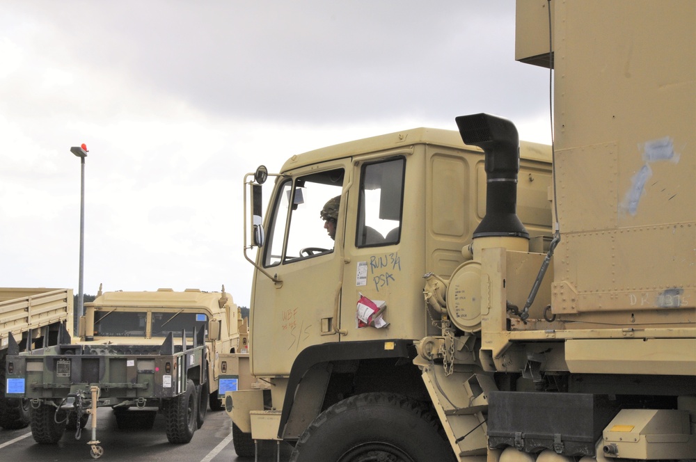 2-227th Aviation Regiment, 1st Air Cavalry Brigade wheel vehicles arrive at Katterbach Army Airfield in Ansbach, Bavaria, Germany