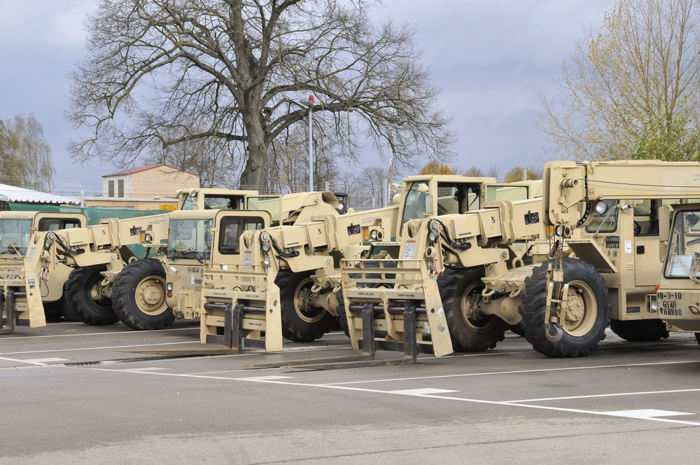 2-227th Aviation Regiment, 1st Air Cavalry Brigade wheel vehicles arrive at Katterbach Army Airfield in Ansbach, Bavaria, Germany