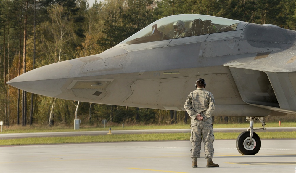 U.S. Air Force F-22 Raptors forward deploy to Poland